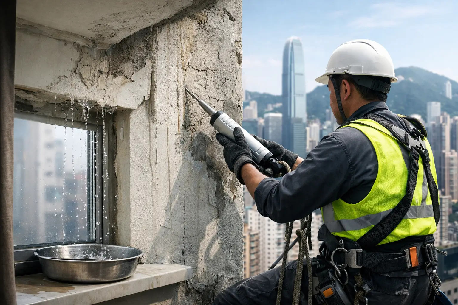 🏢 外牆滲水修補 解決因外牆老化導致室內漏水的檢查與處理方法（香港物業適用）