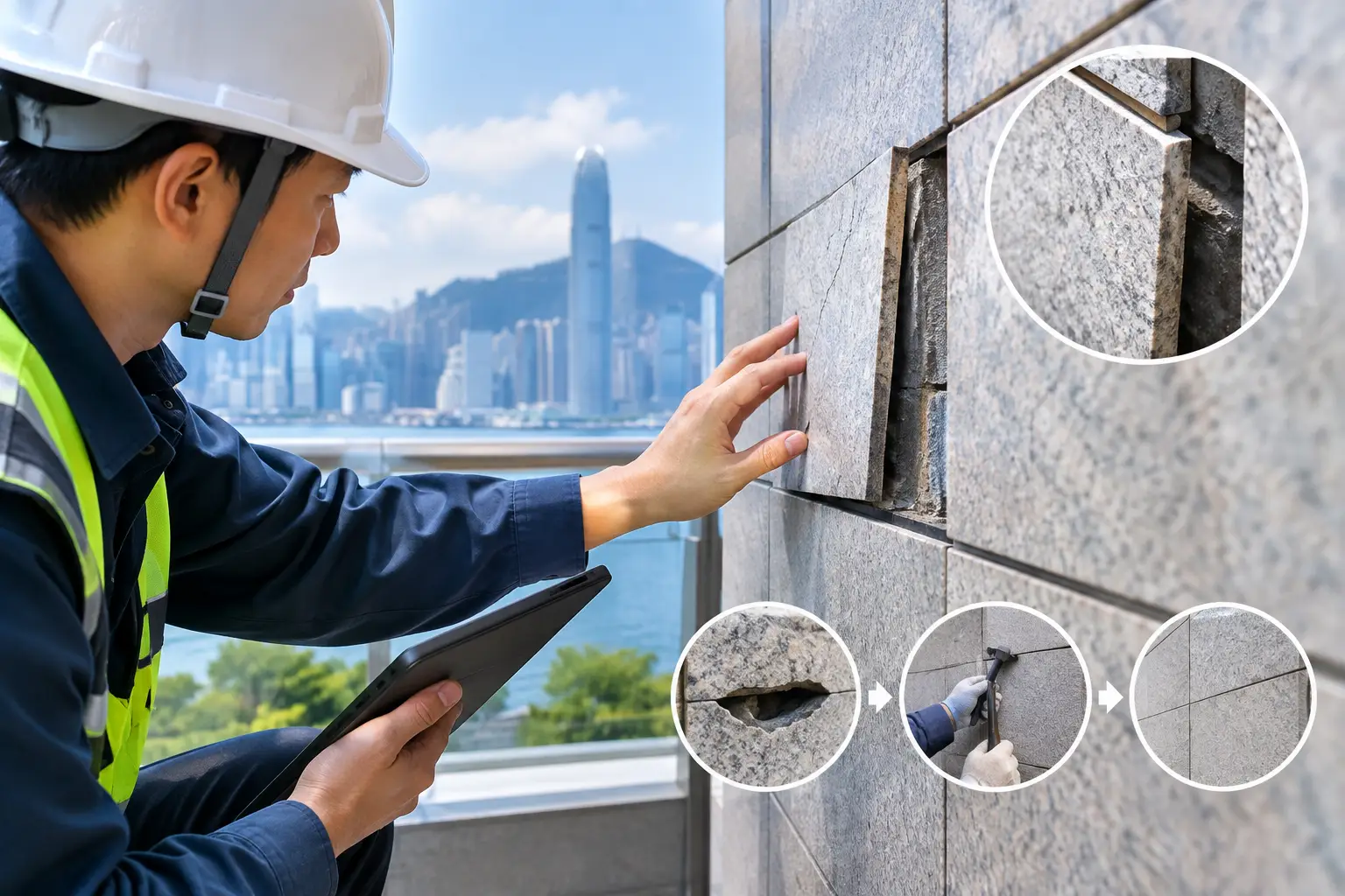 🧱 石材鬆動怎樣處理？由空鼓到墮石風險的安全判斷步驟